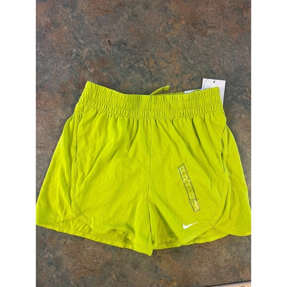 Nike‎ Kids Dri-Fit Training Shorts L Neon Green Elastic Waist - Picture 1 of 8